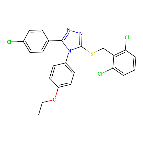 3-(4-chlorophenyl)-5-[(2,6-dichlorophenyl)methylsulfanyl]-4-(4-ethoxyphenyl)-1,2,4-triazole structure