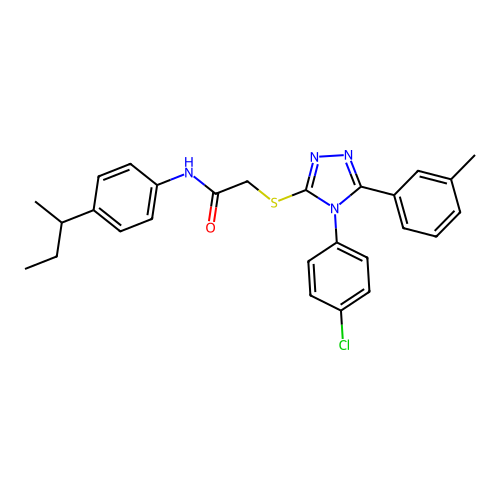 N-[4-(butan-2-yl)phenyl]-2-{[4-(4-chlorophenyl)-5-(3-methylphenyl)-4H-1,2,4-triazol-3-yl]sulfanyl}acetamide structure