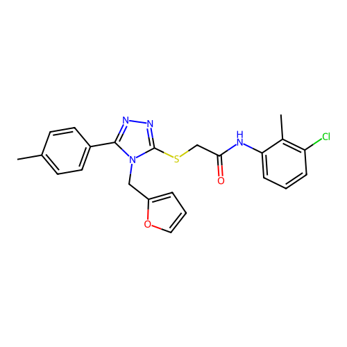 N-(3-chloro-2-methylphenyl)-2-{[4-(furan-2-ylmethyl)-5-(4-methylphenyl)-4H-1,2,4-triazol-3-yl]sulfanyl}acetamide structure