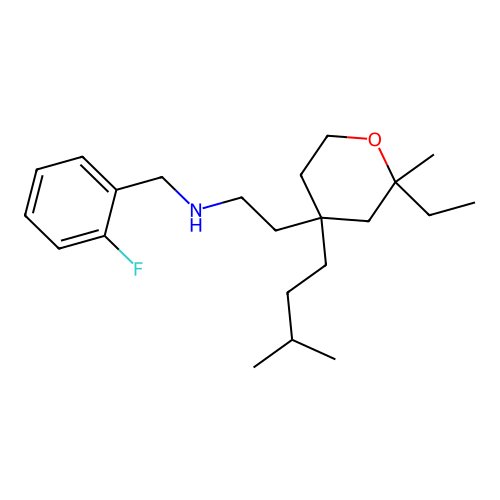 2-[2-ethyl-2-methyl-4-(3-methylbutyl)oxan-4-yl]-N-[(2-fluorophenyl)methyl]ethanamine structure