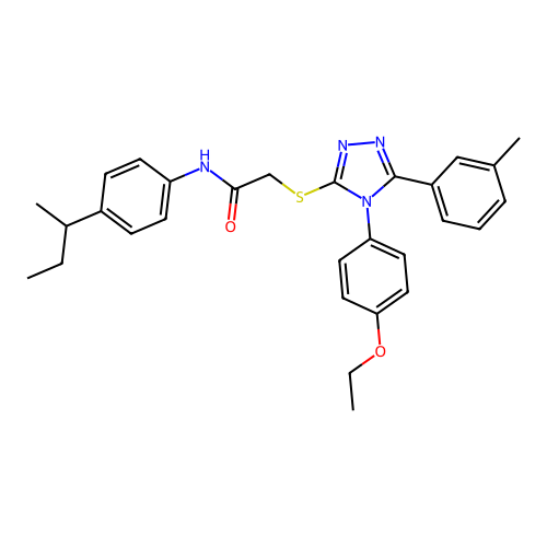 N-[4-(butan-2-yl)phenyl]-2-{[4-(4-ethoxyphenyl)-5-(3-methylphenyl)-4H-1,2,4-triazol-3-yl]sulfanyl}acetamide structure