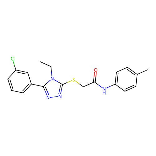2-{[5-(3-chlorophenyl)-4-ethyl-4H-1,2,4-triazol-3-yl]sulfanyl}-N-(4-methylphenyl)acetamide structure