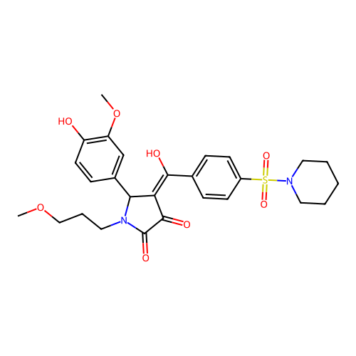 (4E)-5-(4-hydroxy-3-methoxyphenyl)-4-[hydroxy-(4-piperidin-1-ylsulfonylphenyl)methylidene]-1-(3-methoxypropyl)pyrrolidine-2,3-dione structure