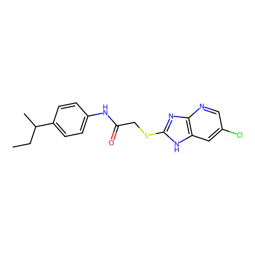 N-(4-(sec-butyl)phenyl)-2-((6-chloro-3H-imidazo[4,5-b]pyridin-2-yl)thio)acetamide structure
