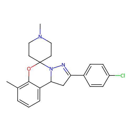 2'-(4-chlorophenyl)-1,7'-dimethyl-1',10b'-dihydrospiro[piperidine-4,5'-pyrazolo[1,5-c][1,3]benzoxazine] structure