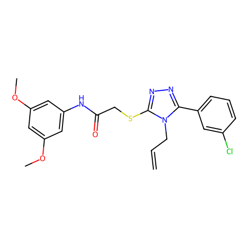 2-[[5-(3-chlorophenyl)-4-prop-2-enyl-1,2,4-triazol-3-yl]sulfanyl]-N-(3,5-dimethoxyphenyl)acetamide structure