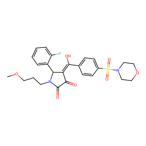 (4E)-5-(2-fluorophenyl)-4-[hydroxy-(4-morpholin-4-ylsulfonylphenyl)methylidene]-1-(3-methoxypropyl)pyrrolidine-2,3-dione structure