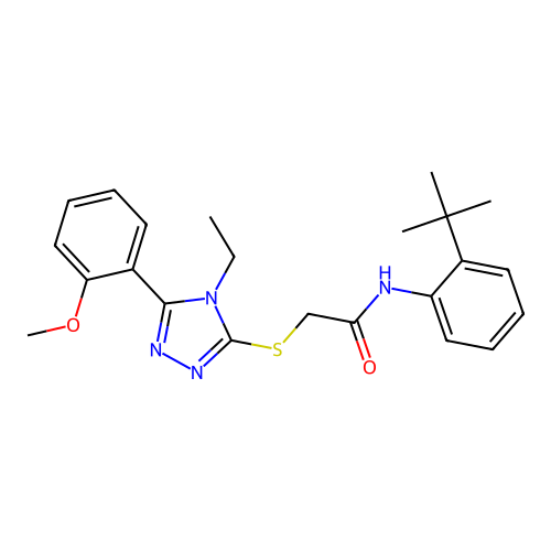 N-(2-tert-butylphenyl)-2-{[4-ethyl-5-(2-methoxyphenyl)-4H-1,2,4-triazol-3-yl]sulfanyl}acetamide structure