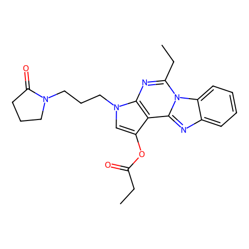 5-ethyl-3-(3-(2-oxopyrrolidin-1-yl)propyl)-3H-benzo[4,5]imidazo[1,2-c]pyrrolo[3,2-e]pyrimidin-1-yl propionate structure