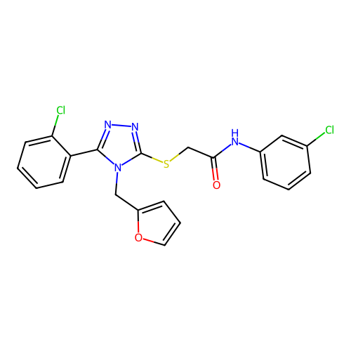 N-(3-chlorophenyl)-2-{[5-(2-chlorophenyl)-4-(furan-2-ylmethyl)-4H-1,2,4-triazol-3-yl]sulfanyl}acetamide structure