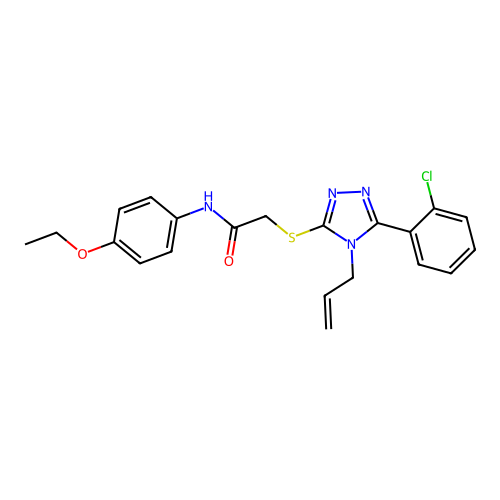 2-[[5-(2-chlorophenyl)-4-prop-2-enyl-1,2,4-triazol-3-yl]sulfanyl]-N-(4-ethoxyphenyl)acetamide structure