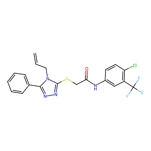 N-[4-chloro-3-(trifluoromethyl)phenyl]-2-{[5-phenyl-4-(prop-2-en-1-yl)-4H-1,2,4-triazol-3-yl]sulfanyl}acetamide structure