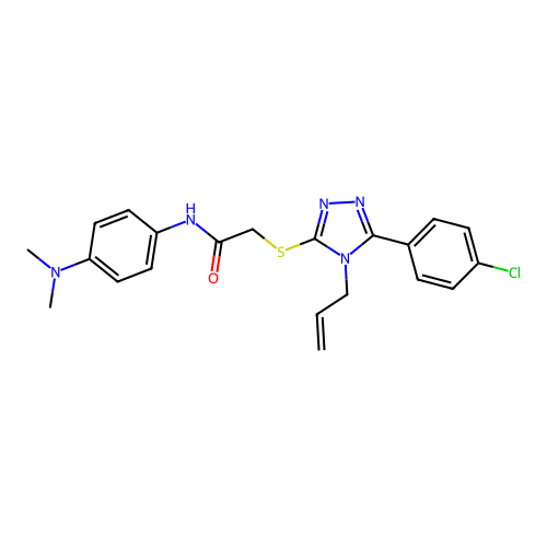 2-((4-allyl-5-(4-chlorophenyl)-4H-1,2,4-triazol-3-yl)thio)-N-(4-(dimethylamino)phenyl)acetamide structure