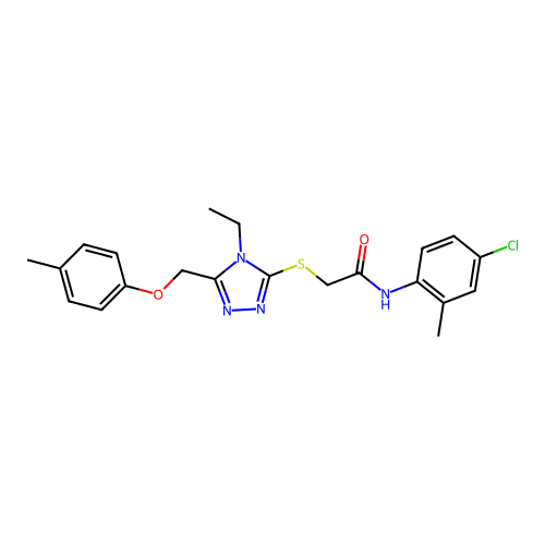 N-(4-chloro-2-methylphenyl)-2-((4-ethyl-5-((p-tolyloxy)methyl)-4H-1,2,4-triazol-3-yl)thio)acetamide structure