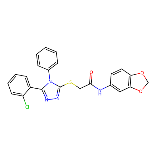 N-(1,3-benzodioxol-5-yl)-2-[[5-(2-chlorophenyl)-4-phenyl-1,2,4-triazol-3-yl]sulfanyl]acetamide structure