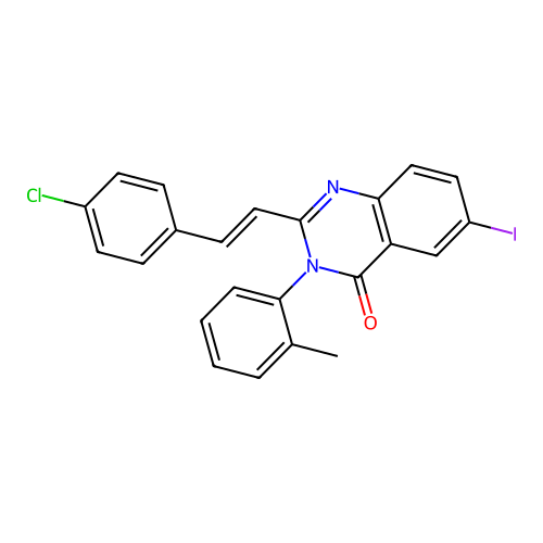 2-[(E)-2-(4-chlorophenyl)ethenyl]-6-iodo-3-(2-methylphenyl)quinazolin-4(3H)-one structure