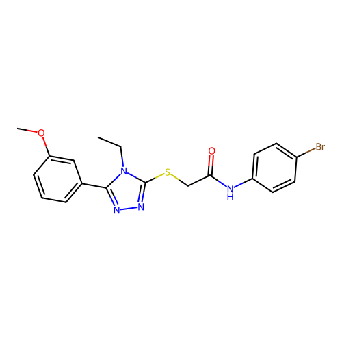 N-(4-bromophenyl)-2-[[4-ethyl-5-(3-methoxyphenyl)-1,2,4-triazol-3-yl]sulfanyl]acetamide structure