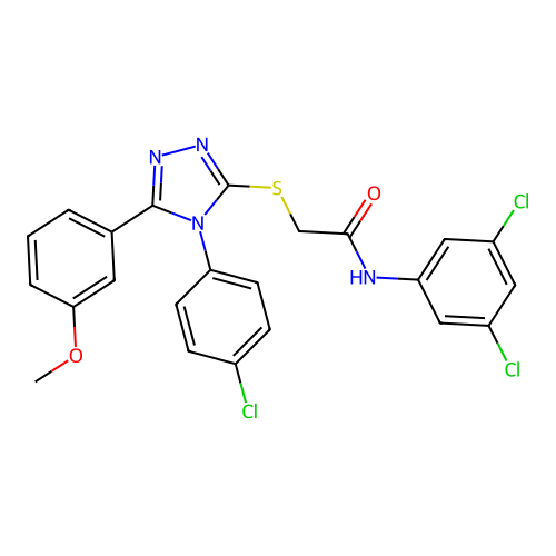 2-{[4-(4-chlorophenyl)-5-(3-methoxyphenyl)-4H-1,2,4-triazol-3-yl]sulfanyl}-N-(3,5-dichlorophenyl)acetamide structure