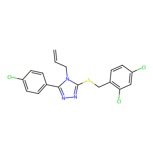 3-(4-chlorophenyl)-5-[(2,4-dichlorophenyl)methylsulfanyl]-4-prop-2-enyl-1,2,4-triazole structure