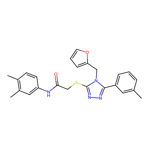 N-(3,4-dimethylphenyl)-2-{[4-(furan-2-ylmethyl)-5-(3-methylphenyl)-4H-1,2,4-triazol-3-yl]sulfanyl}acetamide structure
