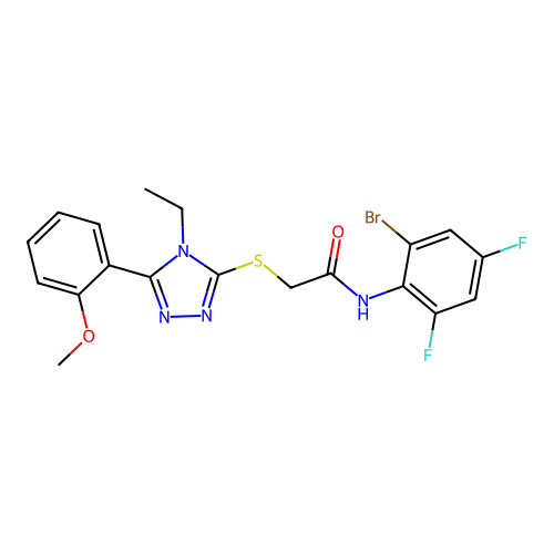 N-(2-bromo-4,6-difluorophenyl)-2-{[4-ethyl-5-(2-methoxyphenyl)-4H-1,2,4-triazol-3-yl]sulfanyl}acetamide structure