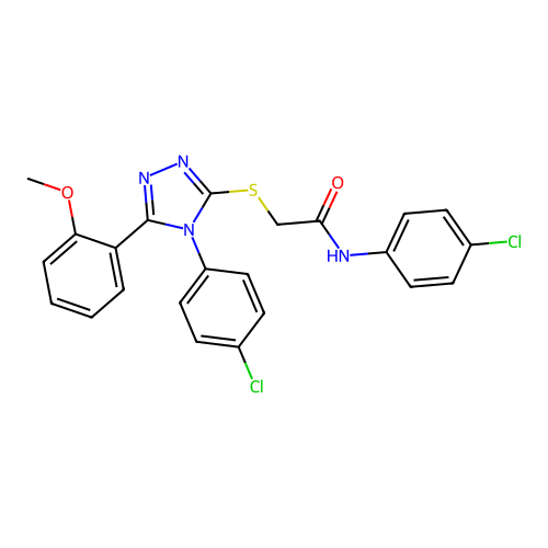 N-(4-chlorophenyl)-2-{[4-(4-chlorophenyl)-5-(2-methoxyphenyl)-4H-1,2,4-triazol-3-yl]sulfanyl}acetamide structure