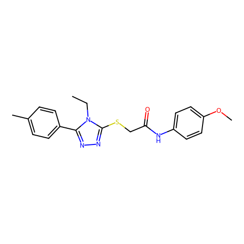 2-((4-ethyl-5-(p-tolyl)-4H-1,2,4-triazol-3-yl)thio)-N-(4-methoxyphenyl)acetamide structure