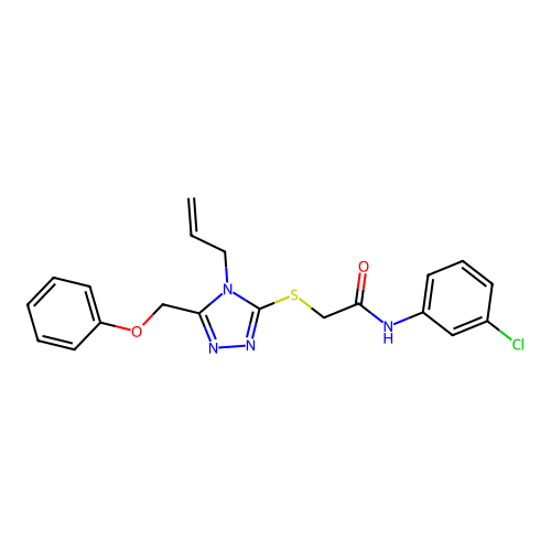 N-(3-chlorophenyl)-2-{[5-(phenoxymethyl)-4-(prop-2-en-1-yl)-4H-1,2,4-triazol-3-yl]sulfanyl}acetamide structure