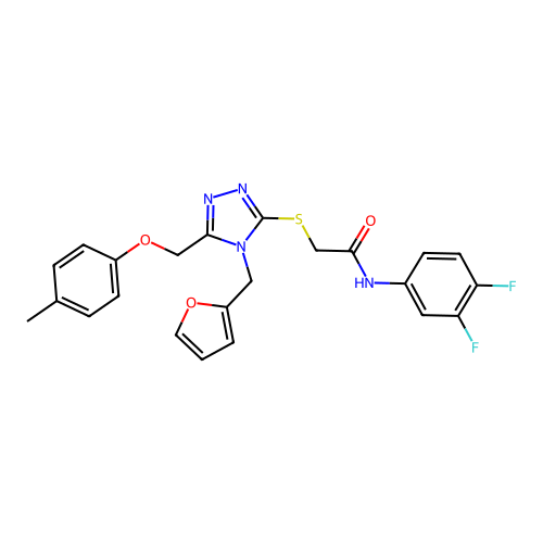 N-(3,4-difluorophenyl)-2-((4-(furan-2-ylmethyl)-5-((p-tolyloxy)methyl)-4H-1,2,4-triazol-3-yl)thio)acetamide structure