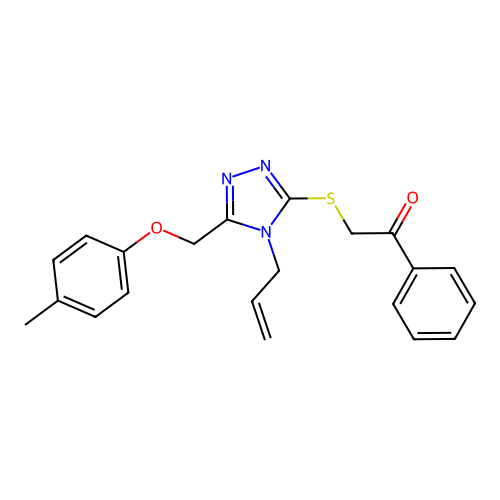 2-((4-allyl-5-((p-tolyloxy)methyl)-4H-1,2,4-triazol-3-yl)thio)-1-phenylethanone structure