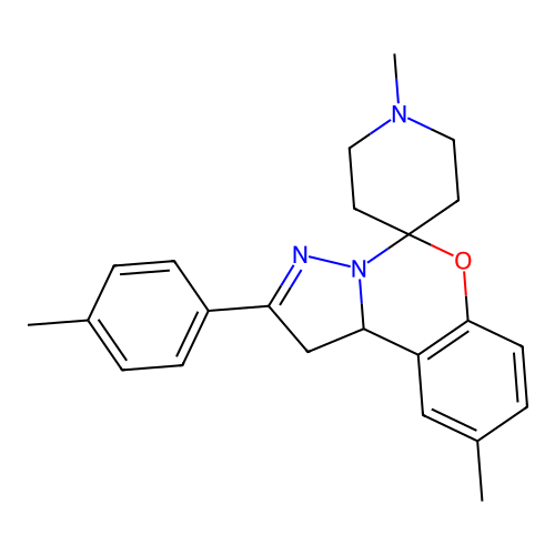 1',9-dimethyl-2-(4-methylphenyl)spiro[1,10b-dihydropyrazolo[1,5-c][1,3]benzoxazine-5,4'-piperidine] structure
