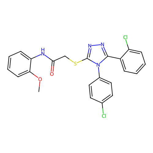 2-{[5-(2-chlorophenyl)-4-(4-chlorophenyl)-4H-1,2,4-triazol-3-yl]sulfanyl}-N-(2-methoxyphenyl)acetamide structure