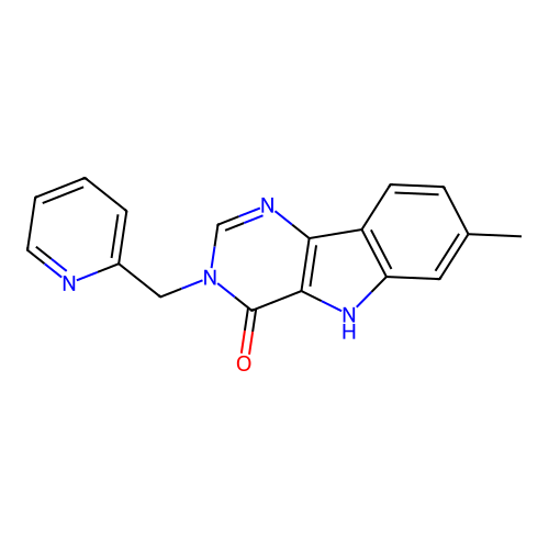 7-methyl-3-(pyridin-2-ylmethyl)-3,5-dihydro-4H-pyrimido[5,4-b]indol-4-one structure