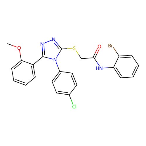 N-(2-bromophenyl)-2-[[4-(4-chlorophenyl)-5-(2-methoxyphenyl)-1,2,4-triazol-3-yl]sulfanyl]acetamide structure