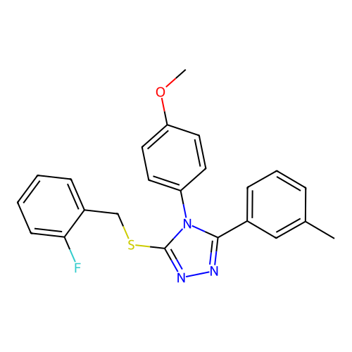3-[(2-fluorophenyl)methylsulfanyl]-4-(4-methoxyphenyl)-5-(3-methylphenyl)-1,2,4-triazole structure