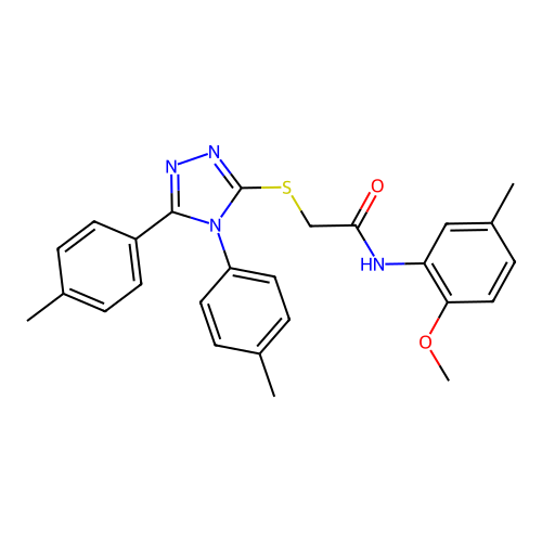 2-{[4,5-bis(4-methylphenyl)-4H-1,2,4-triazol-3-yl]sulfanyl}-N-(2-methoxy-5-methylphenyl)acetamide structure