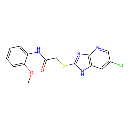 2-[(6-chloro-1H-imidazo[4,5-b]pyridin-2-yl)sulfanyl]-N-(2-methoxyphenyl)acetamide structure