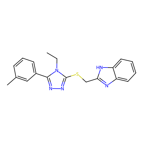 3-(benzimidazol-2-ylmethylthio)-4-ethyl-5-(3-methylphenyl)-1,2,4-triazole structure