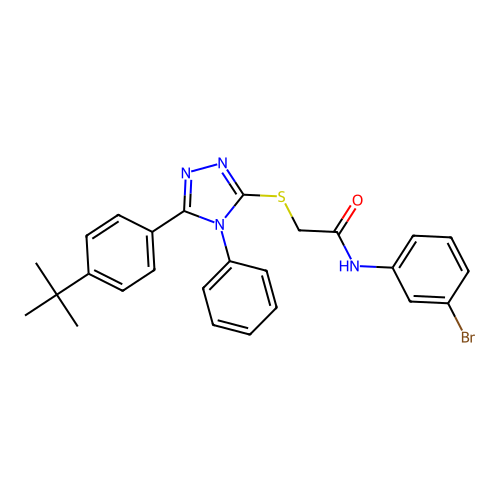 N-(3-bromophenyl)-2-{[5-(4-tert-butylphenyl)-4-phenyl-4H-1,2,4-triazol-3-yl]sulfanyl}acetamide structure