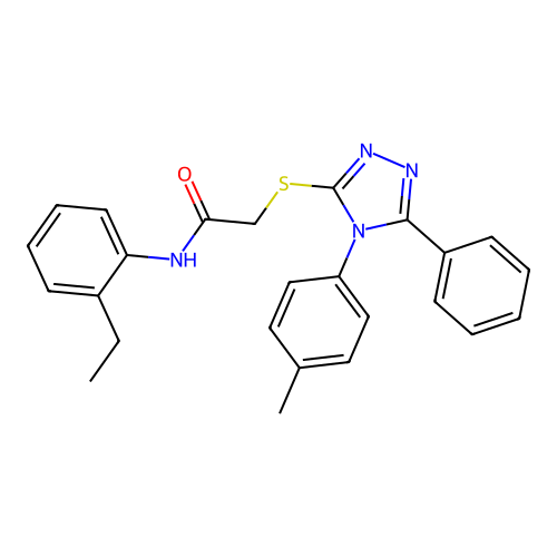 N-(2-ethylphenyl)-2-[[4-(4-methylphenyl)-5-phenyl-1,2,4-triazol-3-yl]sulfanyl]acetamide structure
