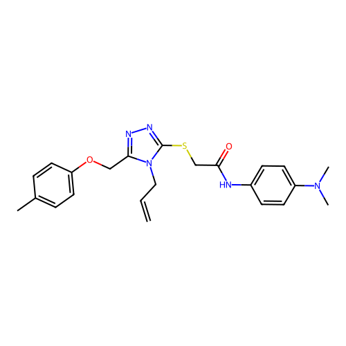 2-((4-allyl-5-((p-tolyloxy)methyl)-4H-1,2,4-triazol-3-yl)thio)-N-(4-(dimethylamino)phenyl)acetamide structure