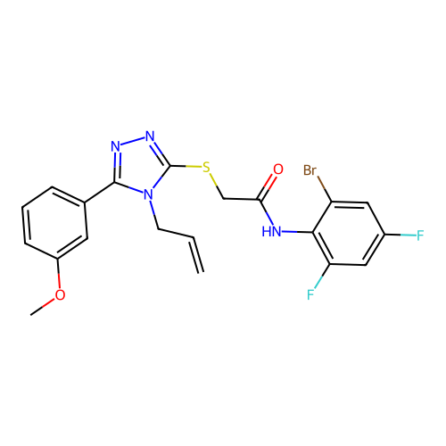 N-(2-bromo-4,6-difluorophenyl)-2-{[5-(3-methoxyphenyl)-4-(prop-2-en-1-yl)-4H-1,2,4-triazol-3-yl]sulfanyl}acetamide structure