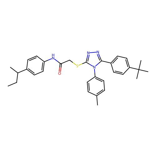 N-[4-(butan-2-yl)phenyl]-2-{[5-(4-tert-butylphenyl)-4-(4-methylphenyl)-4H-1,2,4-triazol-3-yl]sulfanyl}acetamide structure