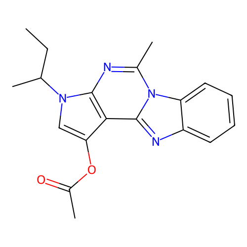 3-(butan-2-yl)-5-methyl-3H-pyrrolo[2',3':4,5]pyrimido[1,6-a]benzimidazol-1-yl acetate structure