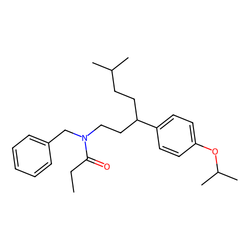 N-benzyl-N-(3-(4-isopropoxyphenyl)-6-methylheptyl)propionamide structure
