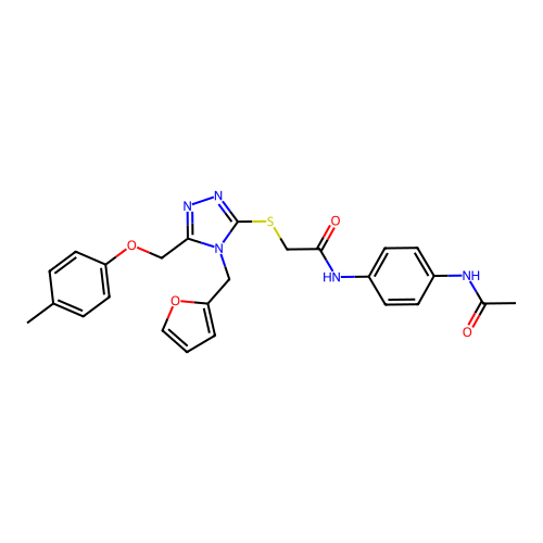 N-(4-acetamidophenyl)-2-((4-(furan-2-ylmethyl)-5-((p-tolyloxy)methyl)-4H-1,2,4-triazol-3-yl)thio)acetamide structure