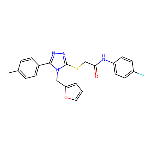 N-(4-fluorophenyl)-2-{[4-(furan-2-ylmethyl)-5-(4-methylphenyl)-4H-1,2,4-triazol-3-yl]sulfanyl}acetamide structure