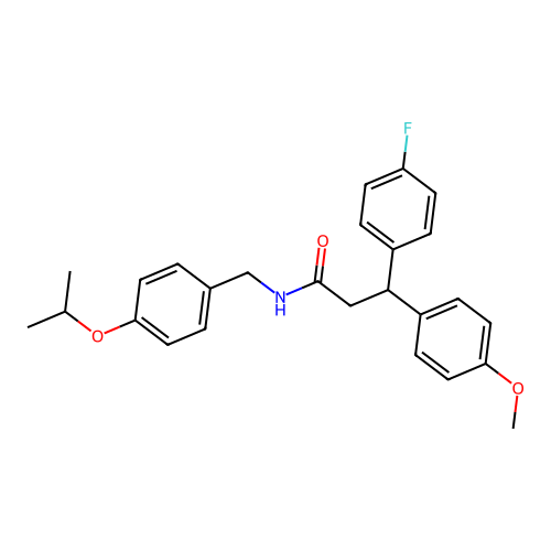 3-(4-fluorophenyl)-3-(4-methoxyphenyl)-N-[4-(propan-2-yloxy)benzyl]propanamide structure