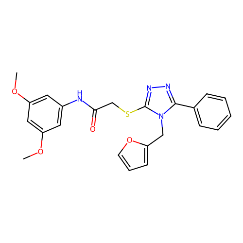N-(3,5-dimethoxyphenyl)-2-[4-(2-furylmethyl)-5-phenyl(1,2,4-triazol-3-ylthio)] acetamide structure