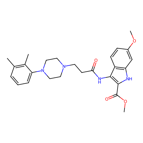 methyl 3-({3-[4-(2,3-dimethylphenyl)piperazin-1-yl]propanoyl}amino)-6-methoxy-1H-indole-2-carboxylate structure